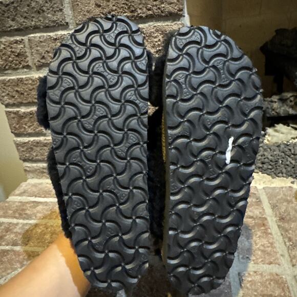 BIRKENSTOCK Papillio Daytona Shearling Teddy Sandals Black 37 / 6 US - Picture 8 of 16